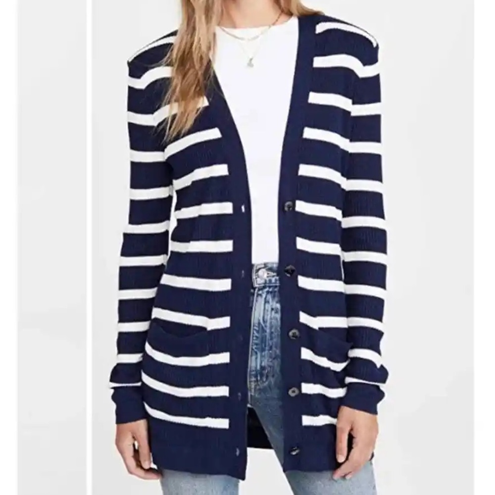 L’AGENCE CORRINE STRIPED LONG CARDIGAN XS